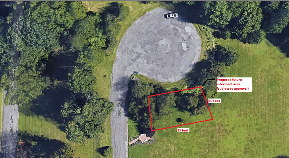 The proposed location of the Colored Burial Ground in Downing Park located at the top of the hill.
